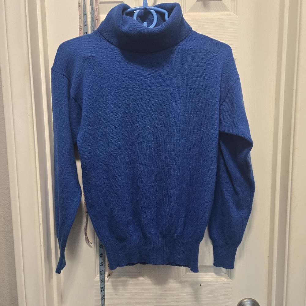 Robinson's Vintage Cashmere Blue Turtleneck Sweater Size S